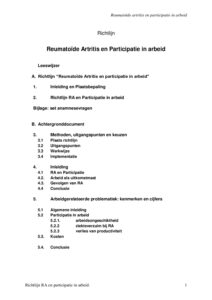 NVR NVVG Richtlijn RA en participatie in arbeid 2015 pdf